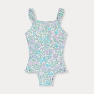 Bonpoint Floral Kids Swim One Piece - Blue and Purple
